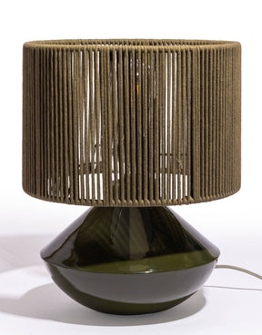 McGowan & Rutherford Ltd - Forest Green Table Lamp W/ Ribbed Corded Shade.