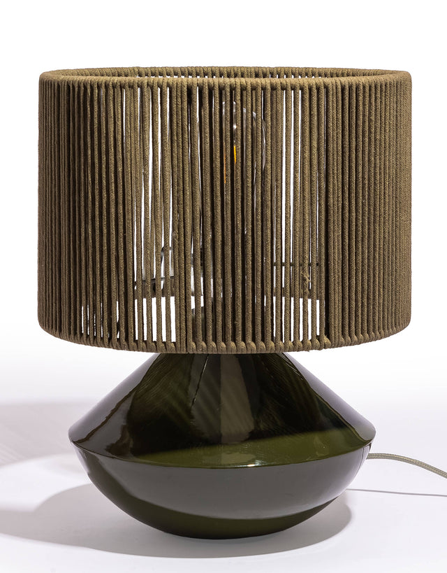 McGowan & Rutherford Ltd - Forest Green Table Lamp W/ Ribbed Corded Shade.