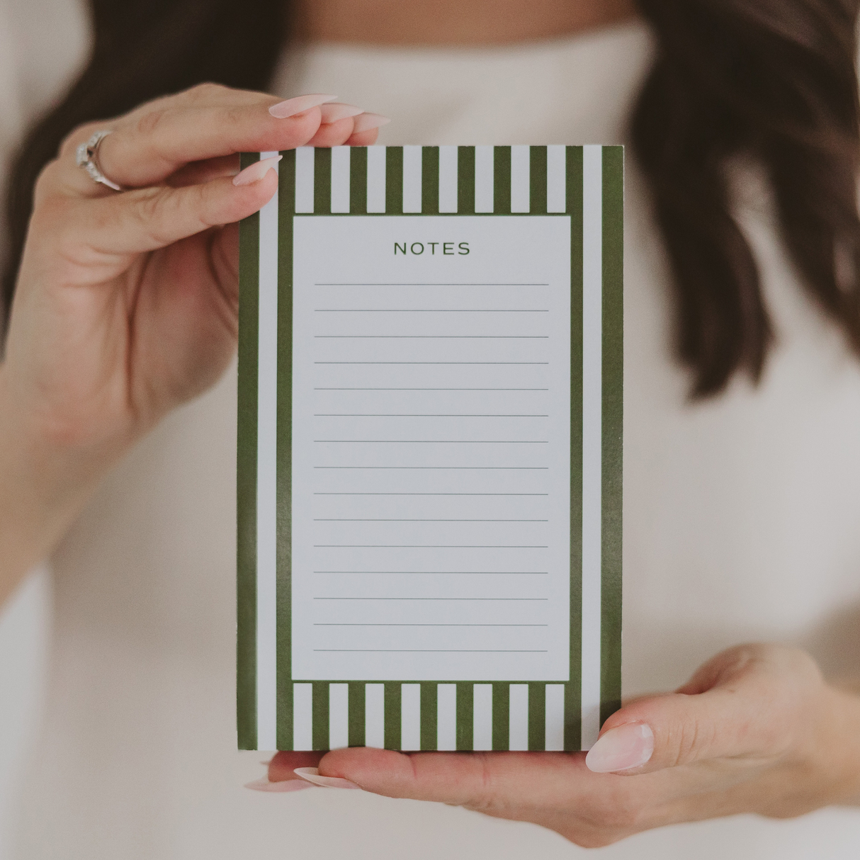 Green Striped Writing Notepad