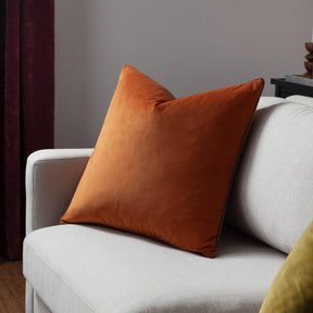 Riva Home - Meridian Velvet Cushion Pumpkin/Mocha: Pumpkin/Mocha / Polyester Filled / 55 x 55cm.