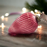 Pink Glass Pinecone Hanging Ornament.