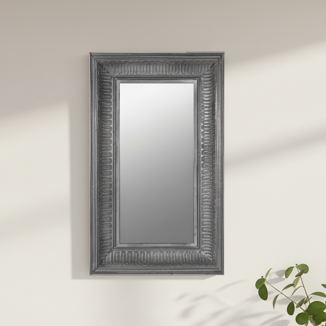 Large Antique Silver Wall Mirror.