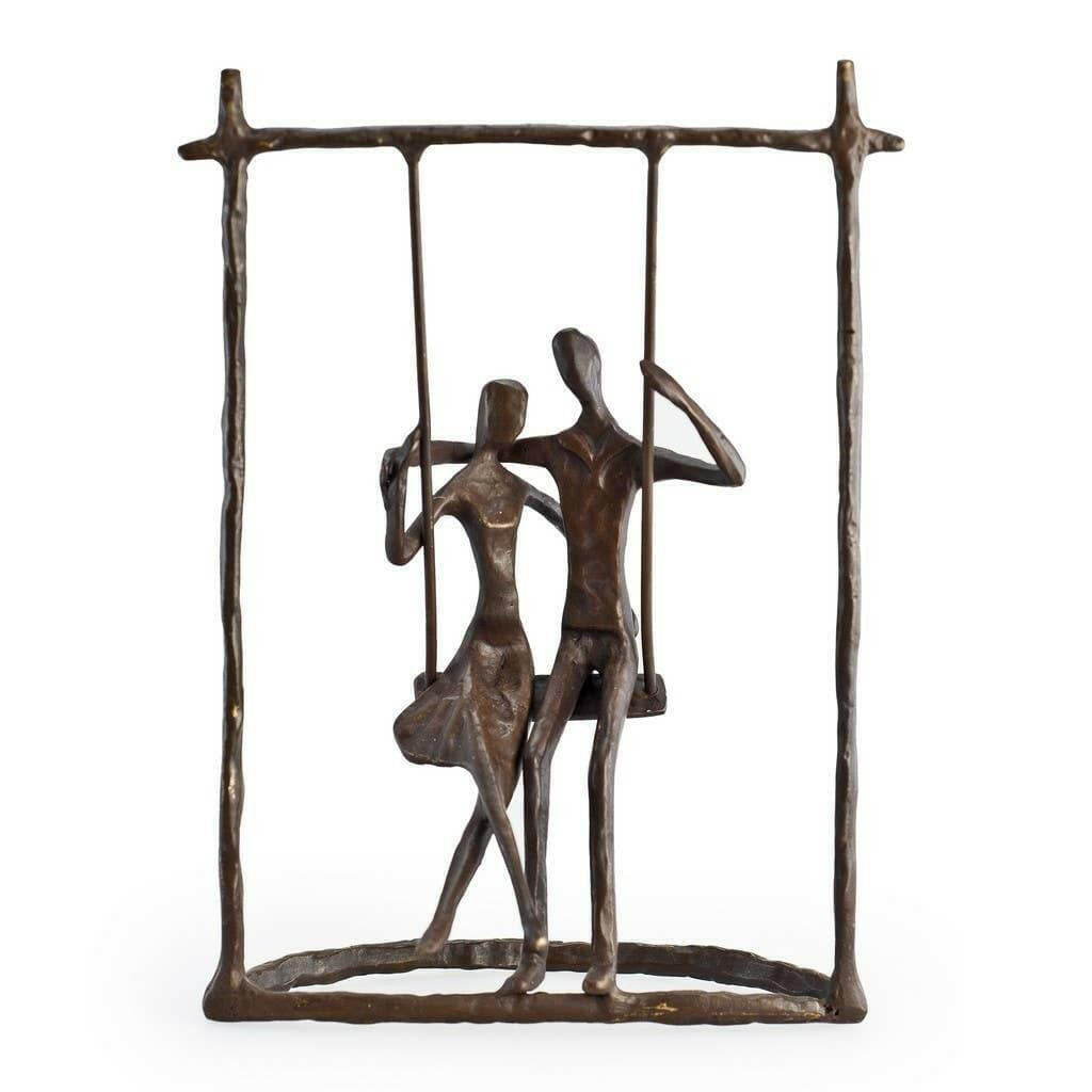 Couple on a Swing Cast Bronze Sculpture.
