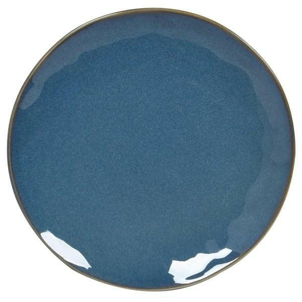 Dark Blue Glazed Stoneware Dinner Plate.