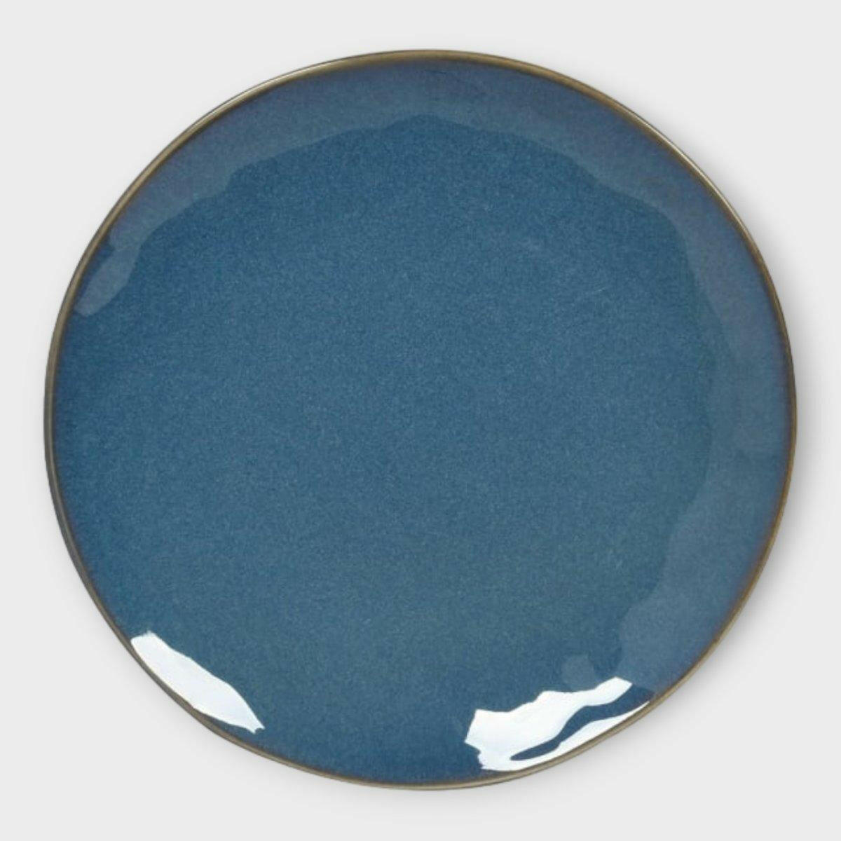 Dark Blue Glazed Stoneware Dinner Plate.