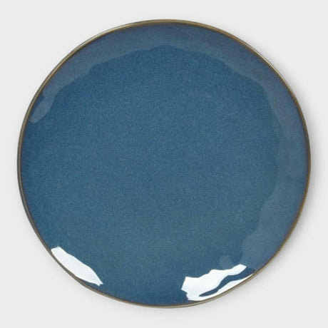 Dark Blue Glazed Stoneware Dinner Plate.