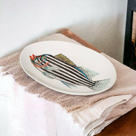 Fantastical Fish Large Oval Serving Bowl - Persora