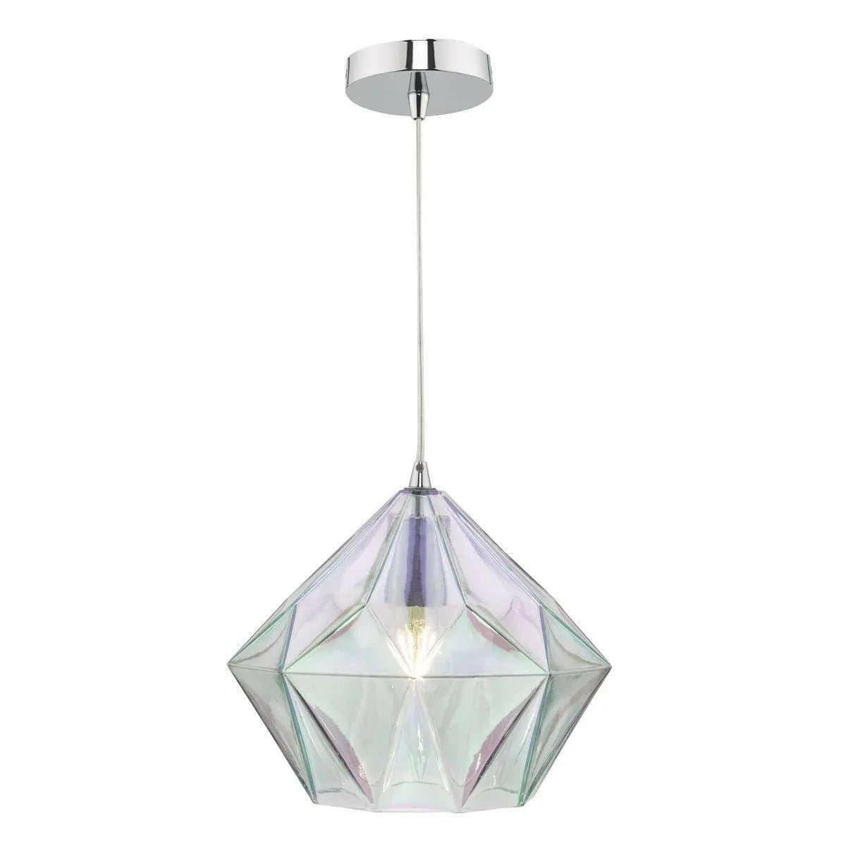 Gaia Iridised Glass & Polished Chrome Pendant.