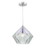 Gaia Iridised Glass & Polished Chrome Pendant.