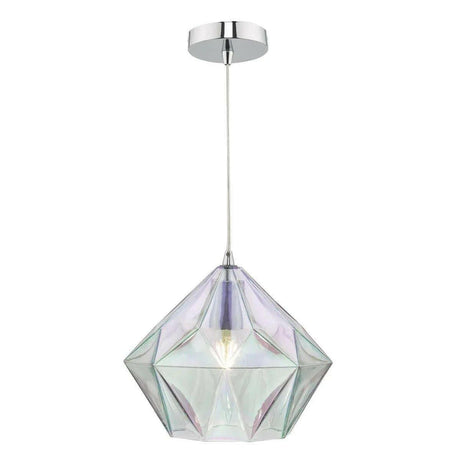 Gaia Iridised Glass & Polished Chrome Pendant.