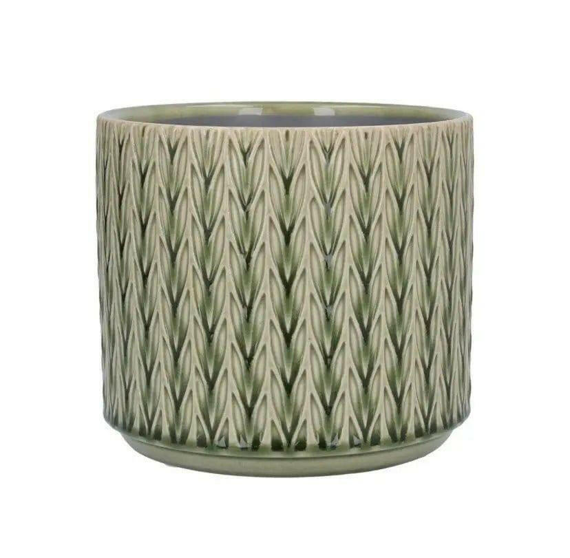 Gisela Graham Green Ceramic Plant Pot | 14cm.