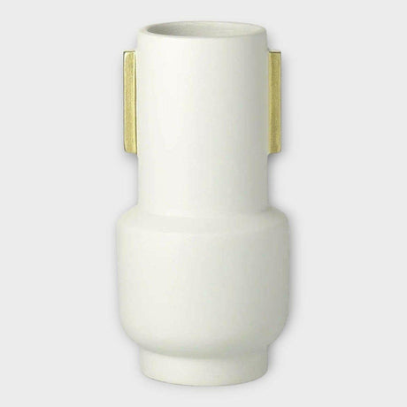 Ivory and Gold Ceramic Vase.