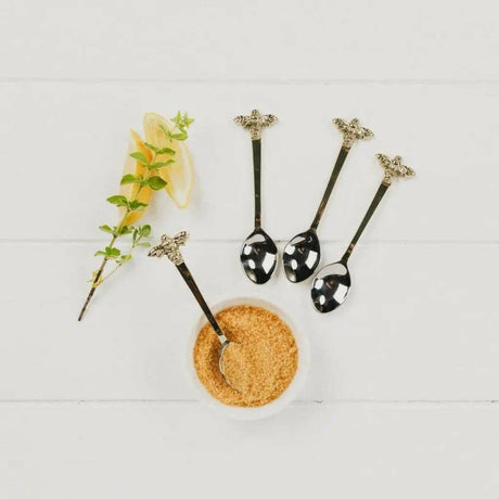 Just Slate Set of Four Gold Bee Tea Spoons.