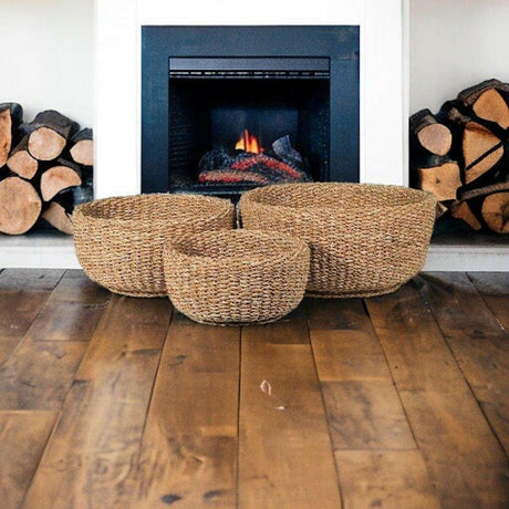 Large Round Woven Basket.