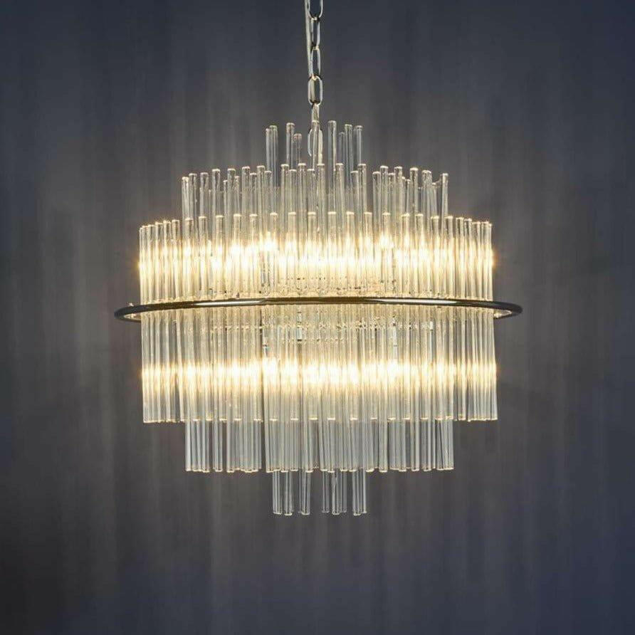 Lukas 13 Light Pendant Brushed Antique Gold And Clear Glass.
