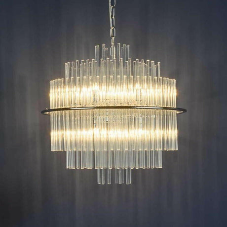 Lukas 13 Light Pendant Brushed Antique Gold And Clear Glass.