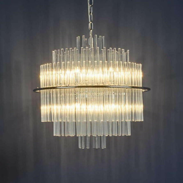Lukas 13 Light Pendant Brushed Antique Gold And Clear Glass.