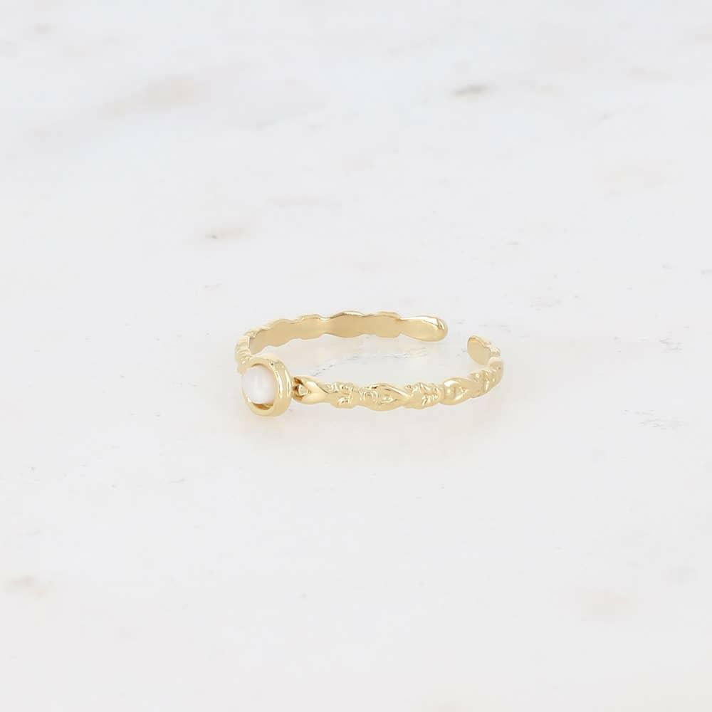 Lydia ring - round natural stone: Onyx - Persora