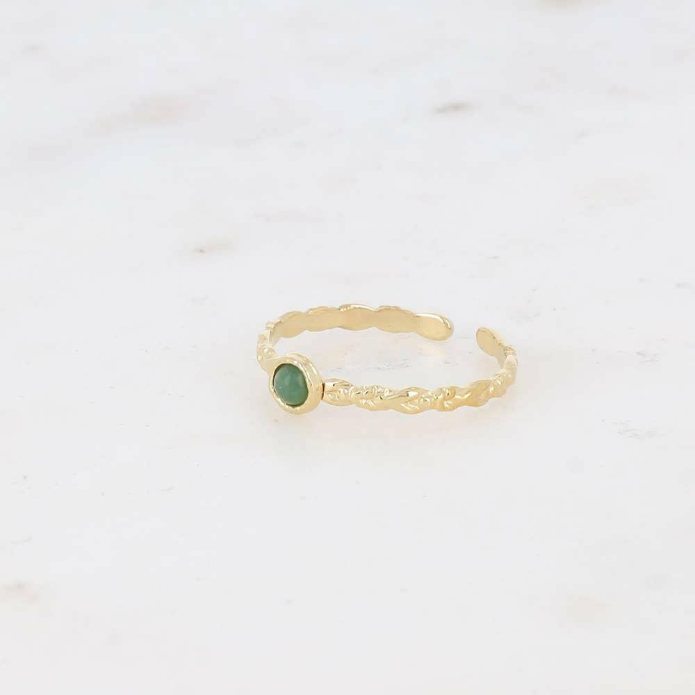 Lydia ring - round natural stone: Onyx - Persora