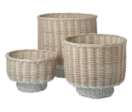 Medium Natural Wicker and Dipped White Basket.