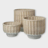 Medium Natural Wicker and Dipped White Basket.