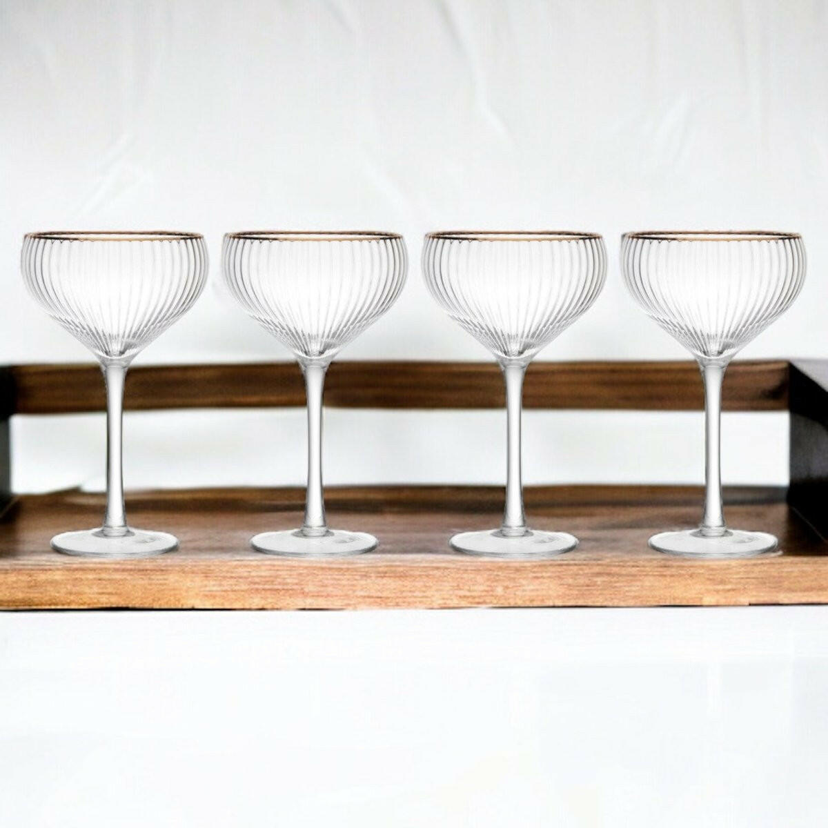 Mikasa Sorrento 4-Piece Crystal Coupe Glass Set, 350ml - Persora