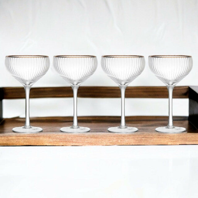 Mikasa Sorrento 4-Piece Crystal Coupe Glass Set, 350ml - Persora