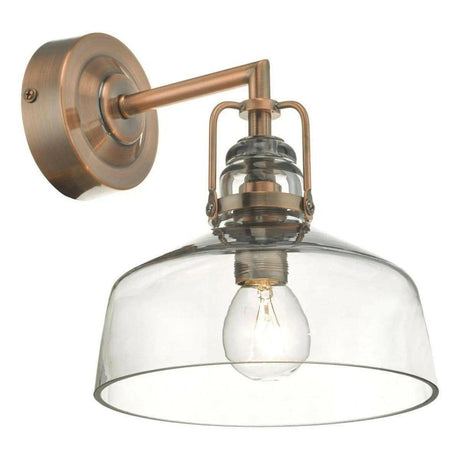 Miles Wall Light Antique Copper Smoked Glass.