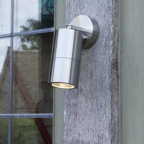 Ortega 1 Light Outdoor Wall Light in Silver.