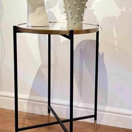 Tall Mirror Topped Side Table.