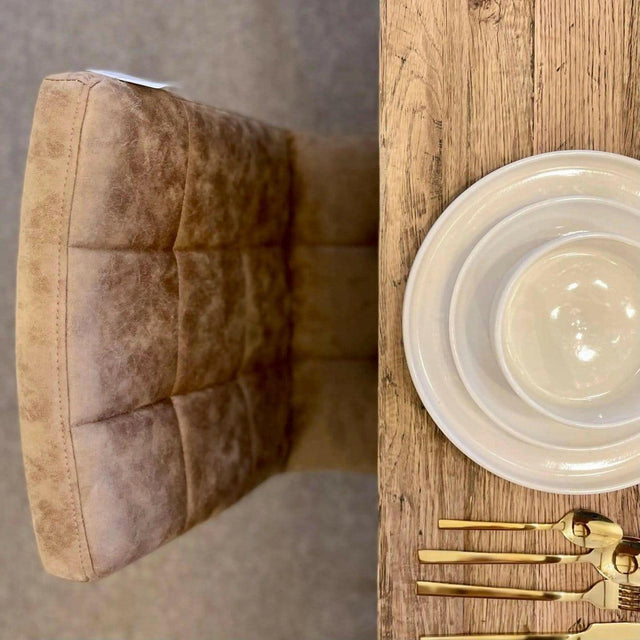 Tan Brown Suede Dining Chair.