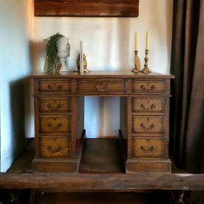 Victorian Oak Twin Pedastal Desk.