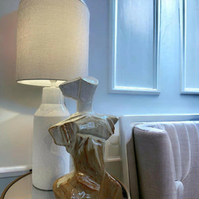 White Textured Glaze Table Lamp.
